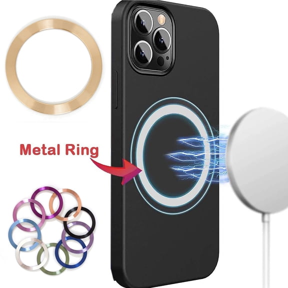 Feishell 1 PCS Universal Metal Ring for MagSafe-Compatible with Magnetic Wireless Charger for iPhone 15/14/13/12 Series (Mini/Plus/Pro/Pro Max) and Samsung Galaxy Series,Ultra-Thin  Accessories,Gold
