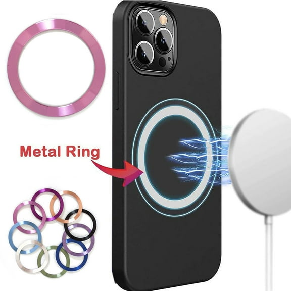 Feishell 1 PCS Universal Metal Ring for MagSafe-Compatible with Magnetic Wireless Charger for iPhone 15/14/13/12 Series (Mini/Plus/Pro/Pro Max) and Samsung Galaxy Series,Ultra-Thin  Accessories,Pink