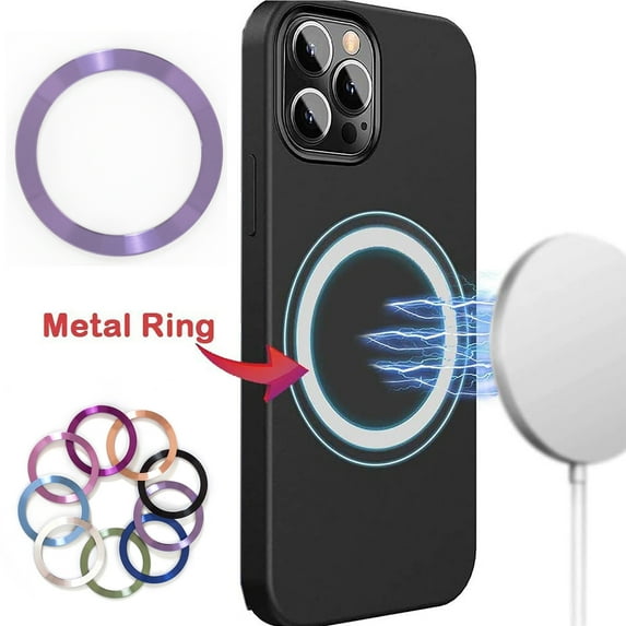 Feishell 1 PCS Universal Metal Ring for MagSafe-Compatible with Magnetic Wireless Charger for iPhone 15/14/13/12 Series (Mini/Plus/Pro/Pro Max) and Samsung Galaxy Series,Ultra-Thin Accessories,Purple