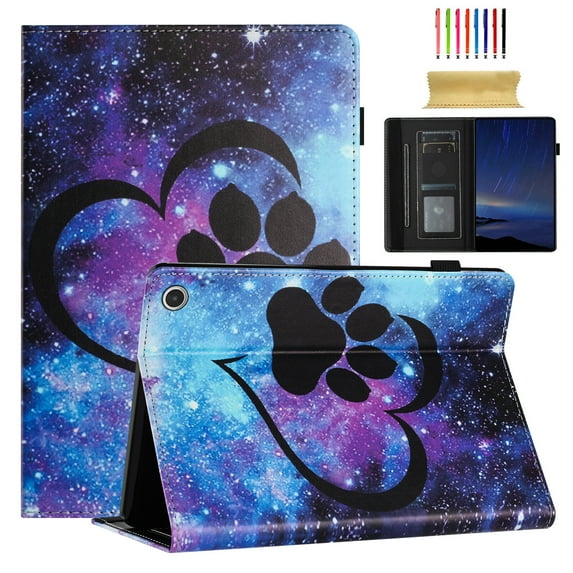 Feishell for Amazon Fire HD 10 2021/HD10 Plus 2021 10.1" Smart Case,Auto Wake/Sleep Slim Colorful Pattern PU Leather Flip Folio Stand Card Slots Wallet Case Cover with Pencil Holder,Heart&Cat Claw