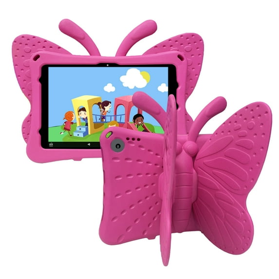 Feishell for Amazon Fire HD10/HD10 Plus (11th Generation) Kids Friendly Case,3D Cute Butterfly Adjustable Wings Light Weight EVA Foam Kickstand Shockproof Child Proof Protective Case,Rose