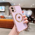 thumbnail image 1 of Feishell for Apple iPhone 11 (6.1 inch) Cute Love Heart Pattern Phone Case for Women Girls,Compatible with Magsafe Charging,Luxury Plating Edge Soft Silicone Shockproof Slim Phone Case,Purple, 1 of 7