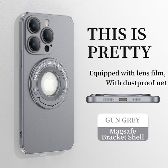 Feishell for Apple iPhone 11 Pro Case with Hidden Foldable Kickstand,Compatible with Magsafe Charging,Shockproof Magnetic Car Mount All-inclusive Lens Film Protection Slim Phone Case,Gray