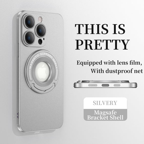 Feishell for Apple iPhone 11 Pro Case with Hidden Foldable Kickstand,Compatible with Magsafe Charging,Shockproof Magnetic Car Mount All-inclusive Lens Film Protection Slim Phone Case,Silver