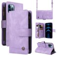 thumbnail image 1 of Feishell for Apple iPhone 12 / 12 Pro 6.1 inch Zipper Wallet Case with Wrist Strap & Shoulder Strap,Premium PU Leather Magnetic Clasp Flip Holder Card Slots Crossbody Phone Case for Women Men,Purple, 1 of 18