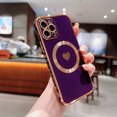 thumbnail image 1 of Feishell for Apple iPhone 12 Pro (6.1 inch) Cute Love Heart Pattern Phone Case for Women Girls,Compatible with Magsafe Charging,Luxury Plating Edge Soft Silicone Shockproof Slim Phone Case,Darkpurple, 1 of 6