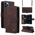 thumbnail image 1 of Feishell for Apple iPhone 12 Pro Max 6.7 inch Zipper Wallet Case with Wrist Strap & Shoulder Strap,Premium PU Leather Magnetic Clasp Flip Holder Card Slots Crossbody Phone Case for Women Men,Brown, 1 of 18
