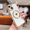 thumbnail image 1 of Feishell for Apple iPhone 13 (6.1 inch) Cute Love Heart Pattern Phone Case for Women Girls,Compatible with Magsafe Charging,Luxury Plating Edge Soft Silicone Shockproof Slim Phone Case,White, 1 of 9