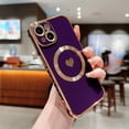 thumbnail image 1 of Feishell for Apple iPhone 13 (6.1 inch) Cute Love Heart Pattern Phone Case for Women Girls,Compatible with Magsafe Charging,Luxury Plating Edge Soft Silicone Shockproof Slim Phone Case,Darkpurple, 1 of 1