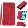 thumbnail image 1 of Feishell for Apple iPhone 13 6.1 inch Wallet Case with Wrist Strap,Flip Cover with Embossed Pattern PU Leather Kickstand Credit Card Slots Magnetic Clasp Folio Purse Phone Case,Red, 1 of 7