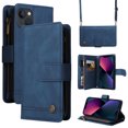 thumbnail image 1 of Feishell for Apple iPhone 13 6.1 inch Zipper Wallet Case with Wrist Strap & Shoulder Strap,Premium PU Leather Magnetic Clasp Flip Holder Card Slots Crossbody Phone Case for Women Men,Blue, 1 of 18