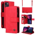 thumbnail image 1 of Feishell for Apple iPhone 13 6.1 inch Zipper Wallet Case with Wrist Strap & Shoulder Strap,Premium PU Leather Magnetic Clasp Flip Holder Card Slots Crossbody Phone Case for Women Men,Red, 1 of 18