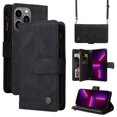 thumbnail image 1 of Feishell for Apple iPhone 13 Pro 6.1 inch Zipper Wallet Case with Wrist Strap & Shoulder Strap,Premium PU Leather Magnetic Clasp Flip Holder Card Slots Crossbody Phone Case for Women Men,Black, 1 of 18
