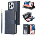 thumbnail image 1 of Feishell for Apple iPhone 14 Pro (6.1 inch) Wallet Case for Women Men,Premium PU Leather Magnetic Clasp Zipper 9 Card Slots Folio Flip Holder Shockproof Purse Phone Case with Wrist Strap,Blue, 1 of 8