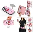 thumbnail image 1 of Feishell for Apple iPhone 15 Crossbody Wallet Detachable Case,for Women Girls,Flower Pattern PU Leather RFID Blocking Multi Card Slots Zipper Phone Case with Shoulder & Hand Strap,Pink, 1 of 13