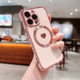 thumbnail image 1 of Feishell for Apple iPhone 15 Pro (6.1 inch) Cute Love Heart Pattern Phone Case for Women Girls,Compatible with Magsafe Charging,Luxury Plating Edge Soft Silicone Shockproof Slim Phone Case,Pink, 1 of 9