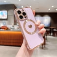 thumbnail image 1 of Feishell for Apple iPhone 15 Pro Max (6.7 inch) Cute Love Heart Pattern Phone Case for Women Girls,Compatible with Magsafe Charging,Luxury Plating Edge Soft Silicone Shockproof Slim Phone Case,Purple, 1 of 6