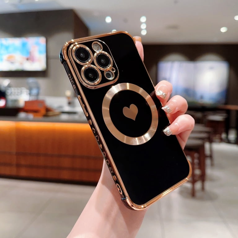 15 iPhone with Compatible Case Phone Heart Black 】 HEART 【dress black / iPhone15 Pro 3D Cute Max, iPhoneアクセサリー