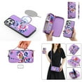 thumbnail image 1 of Feishell for Apple iPhone 16 Crossbody Wallet Detachable Case,for Women Girls,Flower Pattern PU Leather RFID Blocking Multi Card Slots Zipper Phone Case with Shoulder & Hand Strap, Purple, 1 of 13