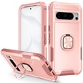 thumbnail image 1 of Feishell Back Case Fit for Google Pixel 8 Pro 6.2 inch,Shock Resistant Hybrid 3-In-1 Rotatable Finger Ring Kickstand Support Magnetic Car Mount Anti-Scratch Protective Phone Cover,Rosegold, 1 of 6