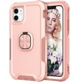 thumbnail image 1 of Feishell Back Case Fit for iPhone 11 6.1 inch,Shock Resistant Hybrid 3-In-1 Rotatable Finger Ring Kickstand Support Magnetic Car Mount Anti-Scratch Protective Phone Cover,Rosegold, 1 of 6
