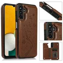 Feishell Back Case for Samsung Galaxy A54 5G,Embossed Pattern PU Leather Wallet Phone Case with ID Credit Card Slots Shockproof Magnetic Buckle Back Flip Holder Protective Cover,Brown