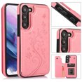 thumbnail image 1 of Feishell Back Case for Samsung Galaxy S25,Embossed Pattern PU Leather Wallet Phone Case with ID Credit Card Slots Shockproof Magnetic Buckle Back Flip Holder Protective Cover,Pink, 1 of 9