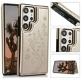 thumbnail image 1 of Feishell Back Case for Samsung Galaxy S25 Ultra,Embossed Pattern PU Leather Wallet Phone Case with ID Credit Card Slots Shockproof Magnetic Buckle Back Flip Holder Protective Cover,Gold, 1 of 5