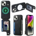 thumbnail image 1 of Feishell Back Case for iPhone 13,Compatible with Magsafe Charging,Premium PU Leather Back Flip Wallet Cover with Credit Card Slots & Zipper Pocket Shockproof Protective Phone Case,Black, 1 of 13