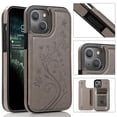 thumbnail image 1 of Feishell Back Case for iPhone 13 mini,Embossed Pattern PU Leather Wallet Phone Case with ID Credit Card Slots Shockproof Magnetic Buckle Back Flip Holder Protective Cover,Gray, 1 of 9