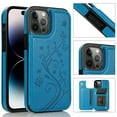 thumbnail image 1 of Feishell Back Case for iPhone 16,Embossed Pattern PU Leather Wallet Phone Case with ID Credit Card Slots Shockproof Magnetic Buckle Back Flip Holder Protective Cover,Blue, 1 of 8