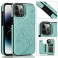 thumbnail image 1 of Feishell Back Case for iPhone 16 Plus,Embossed Pattern PU Leather Wallet Phone Case with ID Credit Card Slots Shockproof Magnetic Buckle Back Flip Holder Protective Cover,Mint, 1 of 8