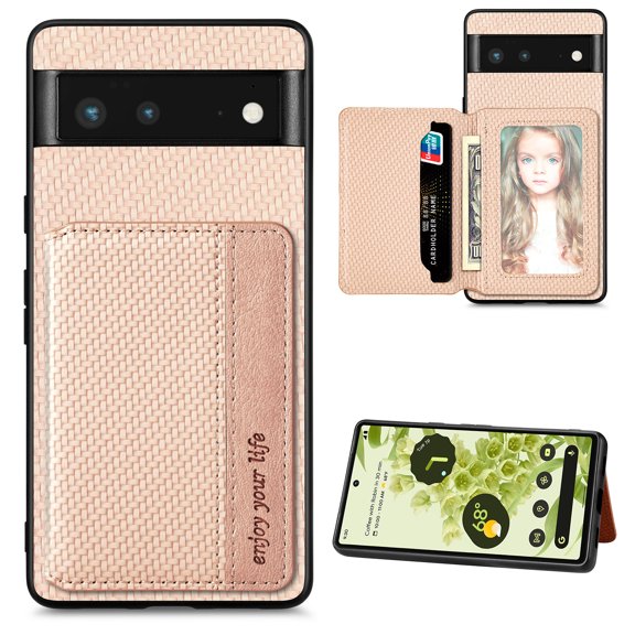 Feishell Back Flip Wallet Case for Google Pixel 6 Pro,Drop Protection Luxury PU Leather Magnetic Closure RFID Blocking Card Slots Flip Kickstand Support Car Mount Phone Case for Women Men,Khaki