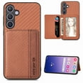 thumbnail image 1 of Feishell Back Flip Wallet Case for Samsung Galaxy A06,Drop Protection Luxury PU Leather Magnetic Closure RFID Blocking Card Slots Flip Kickstand Support Car Mount Phone Case for Women Men,Brown, 1 of 8
