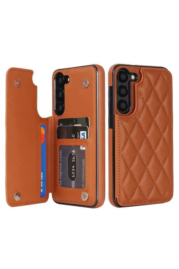 Back Wallet Case for Samsung Galaxy A16 5G, RFID Blocking Premium PU Leather Flip Cover with Card Holder Kickstand TPU Bumper Shockproof Protection Purse Phone Case, Brown