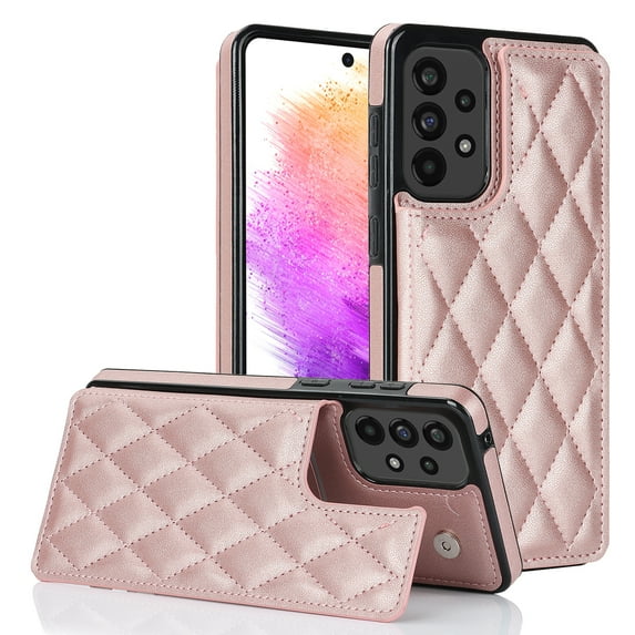 Feishell Back Wallet Case for Samsung Galaxy A53 5G, RFID Blocking Premium PU Leather Flip Cover with Card Slots Holder Magnetic Buttons Kickstand TPU Bumper Shockproof Case,Rosegold