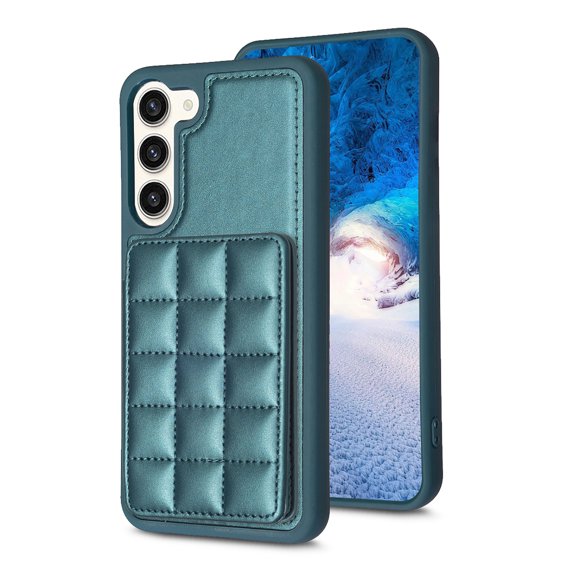 Feishell Back Wallet Case for Samsung Galaxy S21 (6.2 inch),Fashion PU Leather Magnetic Button Flip Card Holder Slots Back Protective Kickstand Shockproof Phone Cover for Women Men,Green