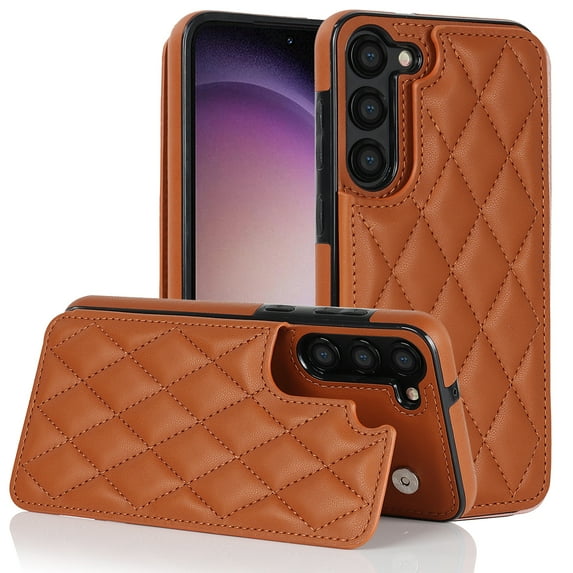 Feishell Back Wallet Case for Samsung Galaxy S23 FE, RFID Blocking Premium PU Leather Flip Cover with Card Holder Kickstand TPU Bumper Shockproof Anti-Fall Protection Phone Case, Brown