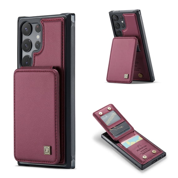 Feishell Back Wallet Case for Samsung Galaxy S23 Ultra (6.8 inch),Premium PU Leather RFID Blocking Credit Card Slots Double Magnetic Clasp Flip Kickstand Shockproof Phone Case for Women Men,Red