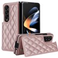 thumbnail image 1 of Feishell Back Wallet Case for Samsung Galaxy Z Fold 4, RFID Blocking Premium PU Leather Flip Cover with Card Slots Holder Magnetic Buttons TPU Bumper Shockproof Case for Galaxy Z Fold 4, Rosegold, 1 of 8