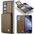 thumbnail image 1 of Feishell Back Wallet Case for Samsung Galaxy Z Fold 5,Premium PU Leather RFID Blocking Credit Card Slots Double Magnetic Clasp Flip Kickstand Shockproof Phone Case for Women Men,Brown, 1 of 7