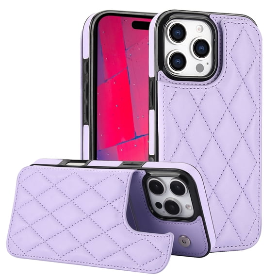 Feishell Back Wallet Case for iPhone 16 Pro Max, RFID Blocking Premium PU Leather Flip Cover with Card Slots Holder Magnetic Buttons TPU Bumper Shockproof Case for iPhone 16 Pro Max, Purple