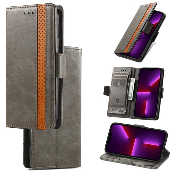 Feishell Business Wallet Case for Motorola Moto G Stylus 5G 2024, Premium PU Leather Full Protection Magnetic Buckle Flip Kickstand Shockproof Phone Case with ID Credit Card Slots, Gray