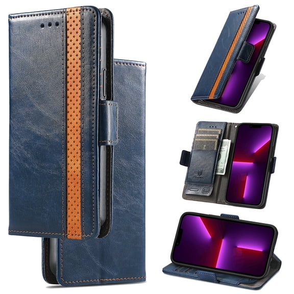Feishell Business Wallet Case for iPhone 7 / 8 / SE 2020 / SE 2022,Premium PU Leather Full Protection Magnetic Buckle Flip Kickstand Shockproof Phone Case with ID Credit Card Slots,Darkblue