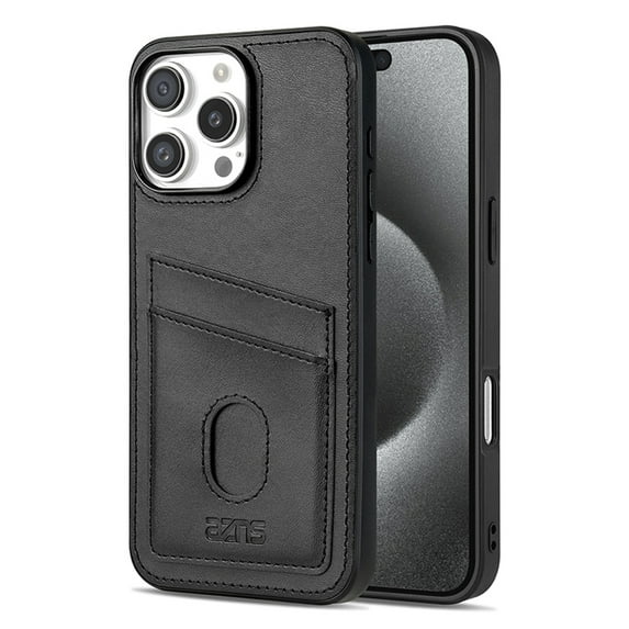 Feishell Card Holder Case for iPhone 15 Pro, Men's Premium PU Leather Wallet Case with Credit Card Slot Holder Ultra Slim Shockproof Protection Phone Case for iPhone 15 Pro,Black