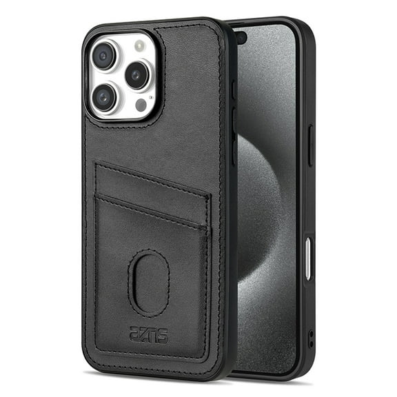 Feishell Card Holder Case for iPhone 16 Pro Max, Men's Premium PU Leather Wallet Case with Credit Card Slot Holder Ultra Slim Shockproof Protection Phone Case for iPhone 16 Pro Max,Black