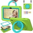 thumbnail image 1 of Feishell Case for Amazon Fire 7 (12th Generation) 2022 with Built-in Screen Protector,Shockproof Rugged 360 Rotatable Folding Handle Kickstand Kids Friendly EVA Case Cover with Shoulder Str,Grassgreen, 1 of 8