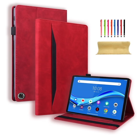 Feishell Case for Amazon Kindle Fire 7 Tablet Case (12th Gen, 2022 Release) Premium PU Leather Business Folio Stand/Outside Pocket/Card Slots Case with S Pen Slot,Red