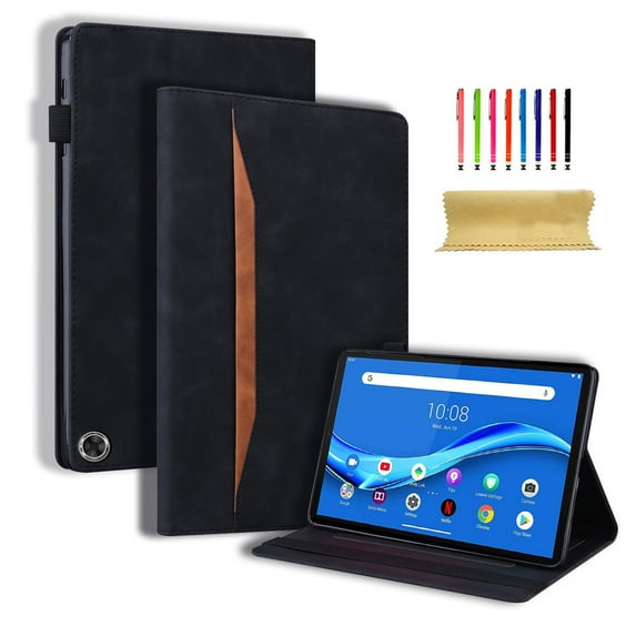 Feishell Case for Amazon Kindle Fire HD 10 and 10 Plus Tablet (11th Generation 2021 Release) Premium PU Leather Business Folio Stand/Outside Pocket/Card Slots Case with S Pen Slot,Black