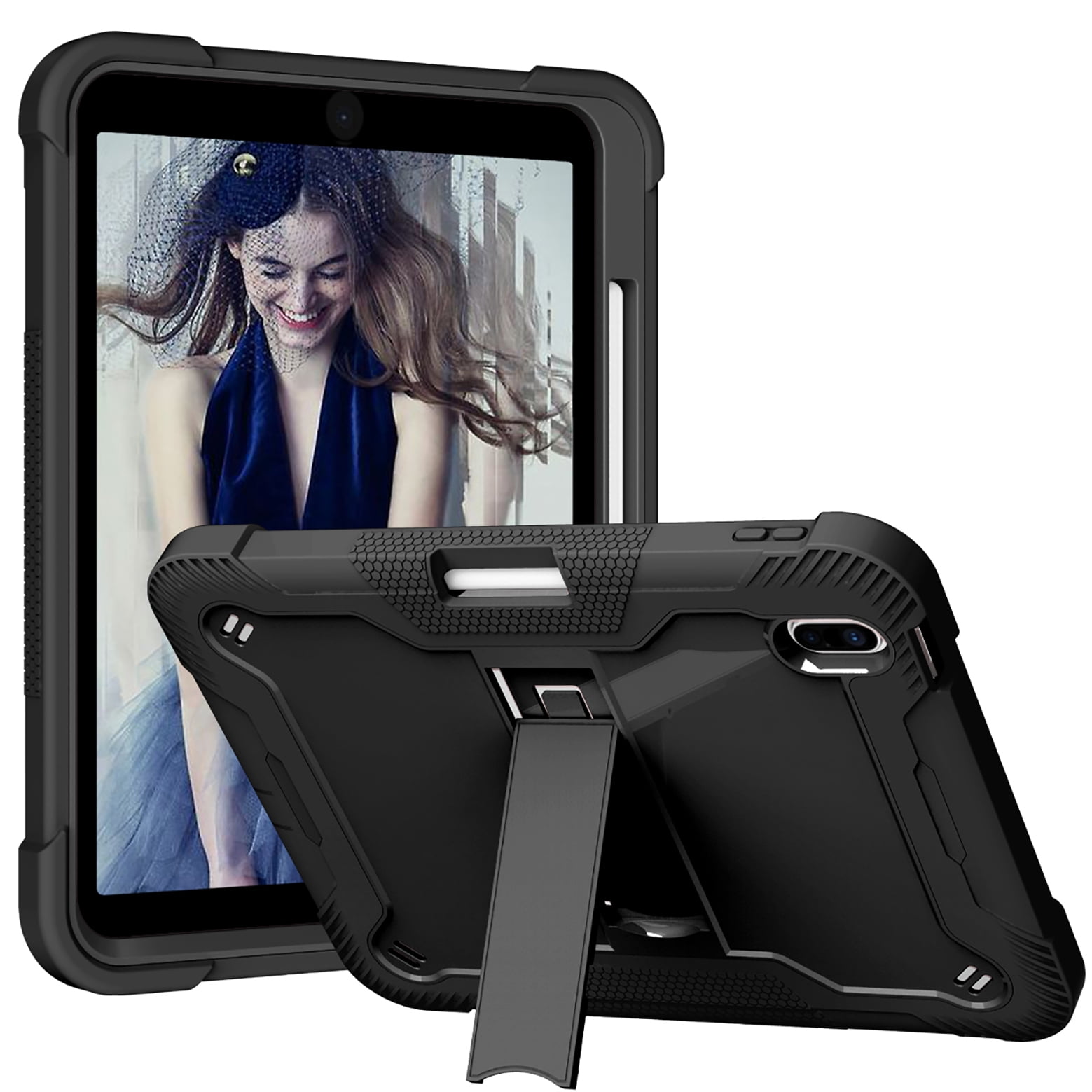 Feishell Case for Apple iPad 10th Generation 10.9 inch (2022),Three Layer Protection Shockproof Hybrid Armor Heavy Duty Rugged Kickstand Protective Cover with Built-in Pencil Holder,Black
